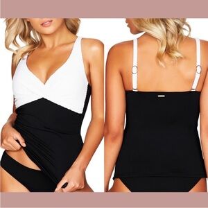 NWT Sea Level San Sebastian Cross Tankini Top 12 Black/White